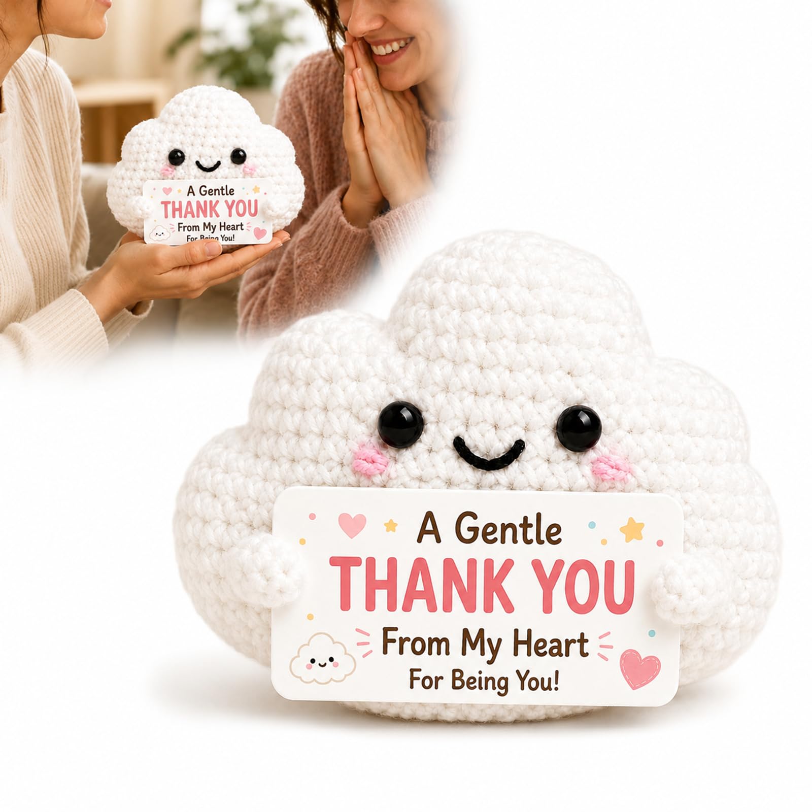 CAYLEKI Thank You Cloud Crochet Keepsake with Heart Card