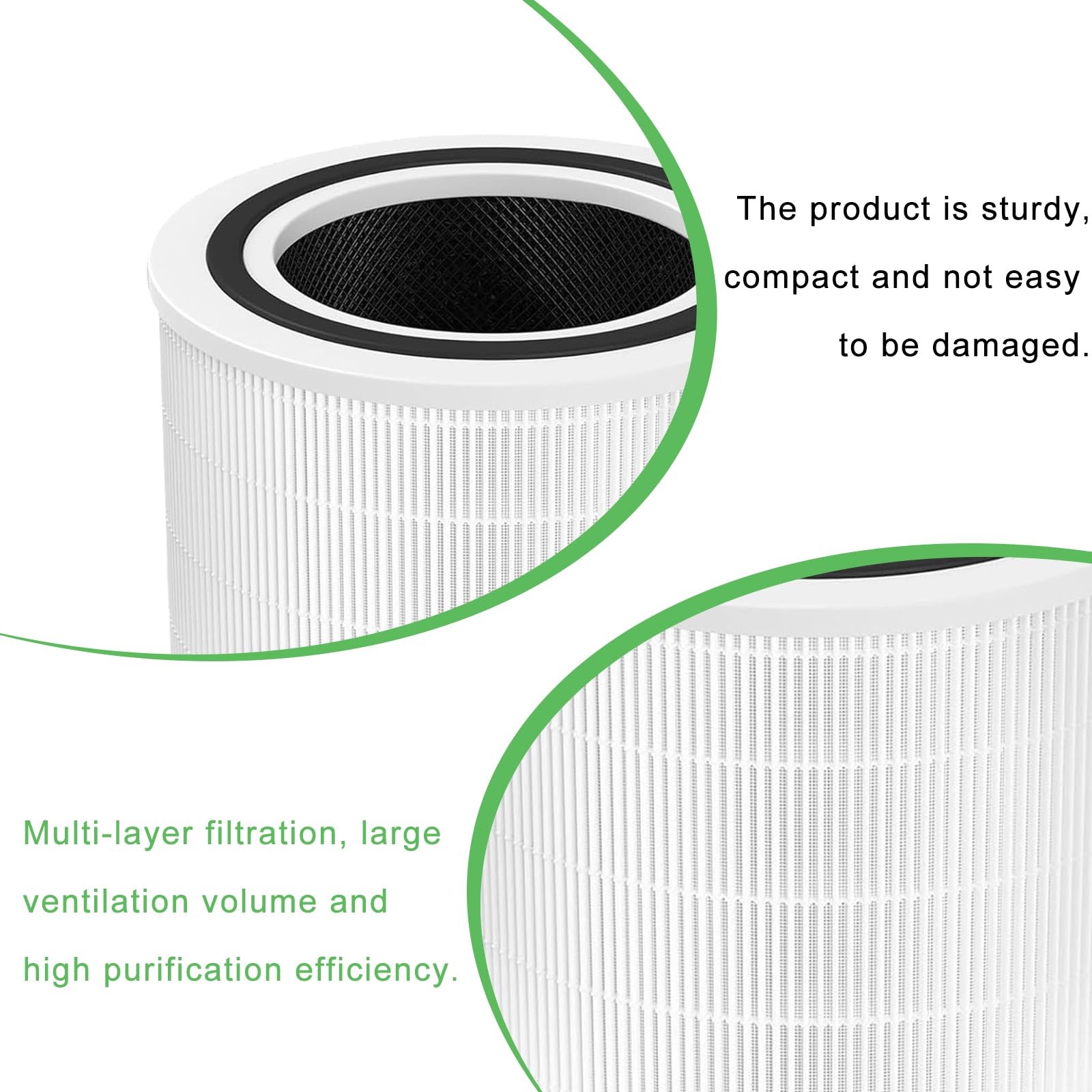 Aicharynic Core 200S - Set di 2 filtri di ricambio per purificatore d'aria con carbone attivo e nylon per Levoit Core 200S (bianco)