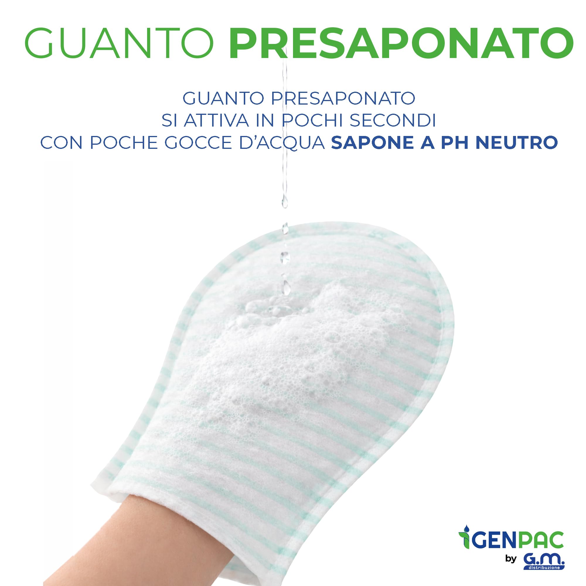 100 Manopole Saponate Monouso di Alta Qualità, Impermeabili all'interno, con Soffice Spugna Esterna, Guanti Saponati Monouso Delicatamente Profumati, Senza Risciacquo, Guanti Saponati per Anziani