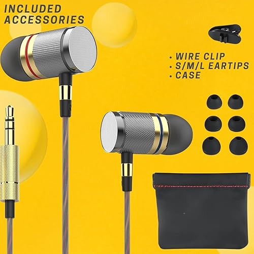 Miniatura 2 de Betron YSM1000 Wired in-Ear Headphones, Noise Isolating Earbuds with Powerful Bass Sound, Tangle-Free Cable and 3.5mm Jack for Phone, Laptop, Tablet