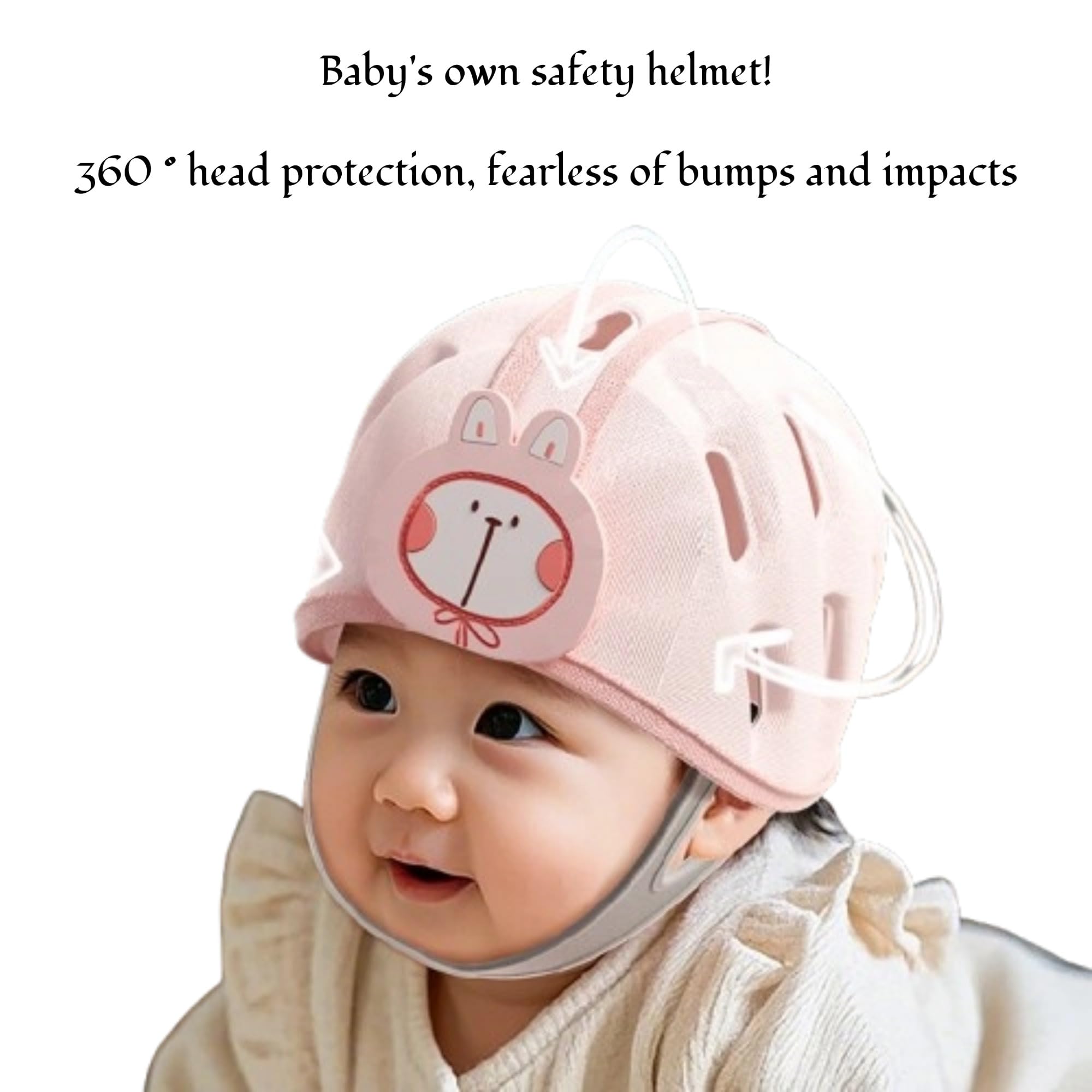 Baby Safety Helmet is Ultra Lightweight, Expandable, and Breathable. The Circumference of The Baby Safety Helmet Head is 16-19 inches (New Pink Rabbit)