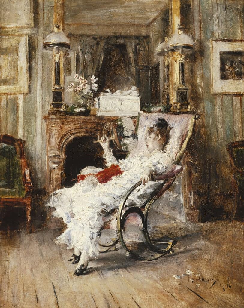 Cuadro de dama elegante con abanico lienzo Giovanni para decorar un salón sofisticado 5