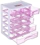 Rio Acrylic Storage Drawer Unit, 5 Levels - White & Pink