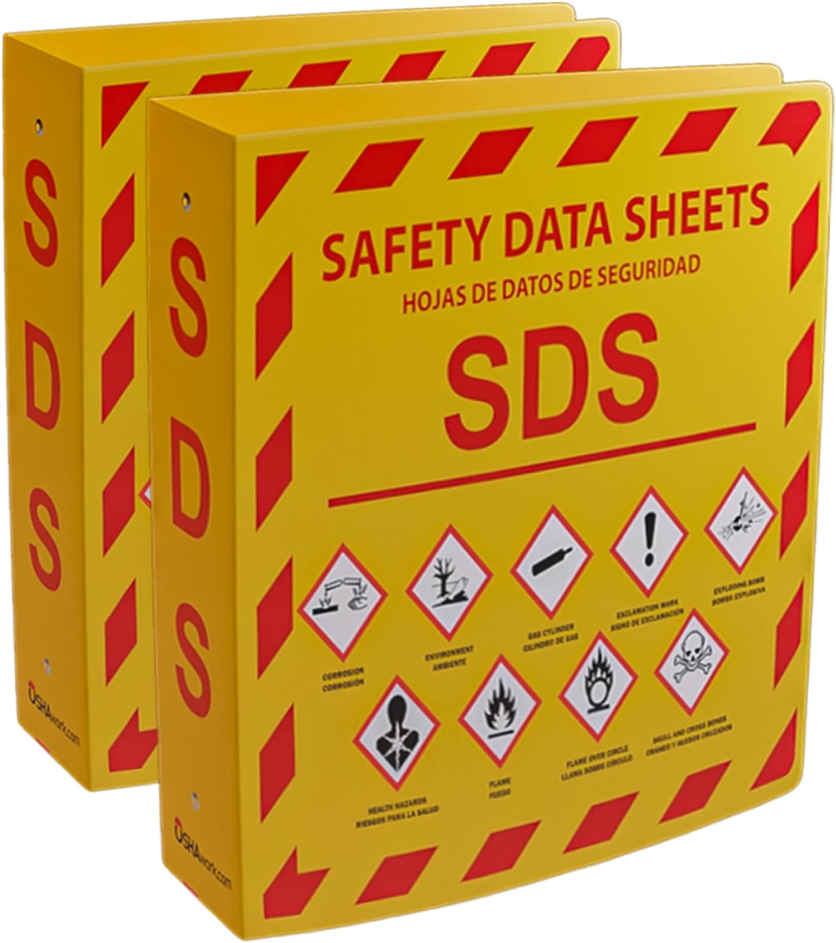 Yellow Safety (YS), SDS Binder - Updated 2023 Requirements, 2-Pack, Heavy Duty 3 Inch, 3 Ring Safety Data Sheet SDS Binder…