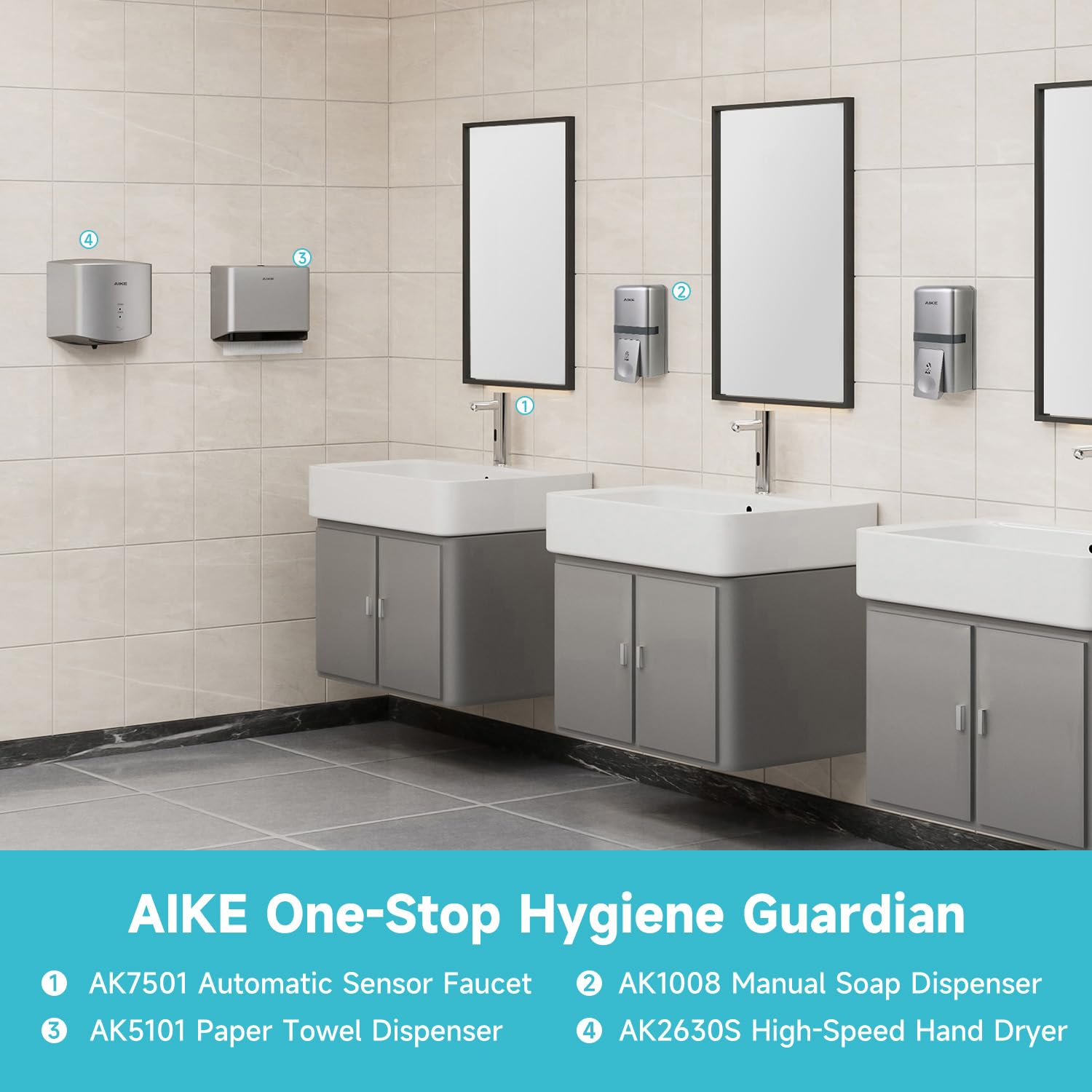 AIKE AK1006 800ML Wandgemonteerde Zeepdispenser, Plastic Handmatige Handzeepdispenser, Vloeibare Zeepdispenser voor Openbaar Gebruik, Zwart