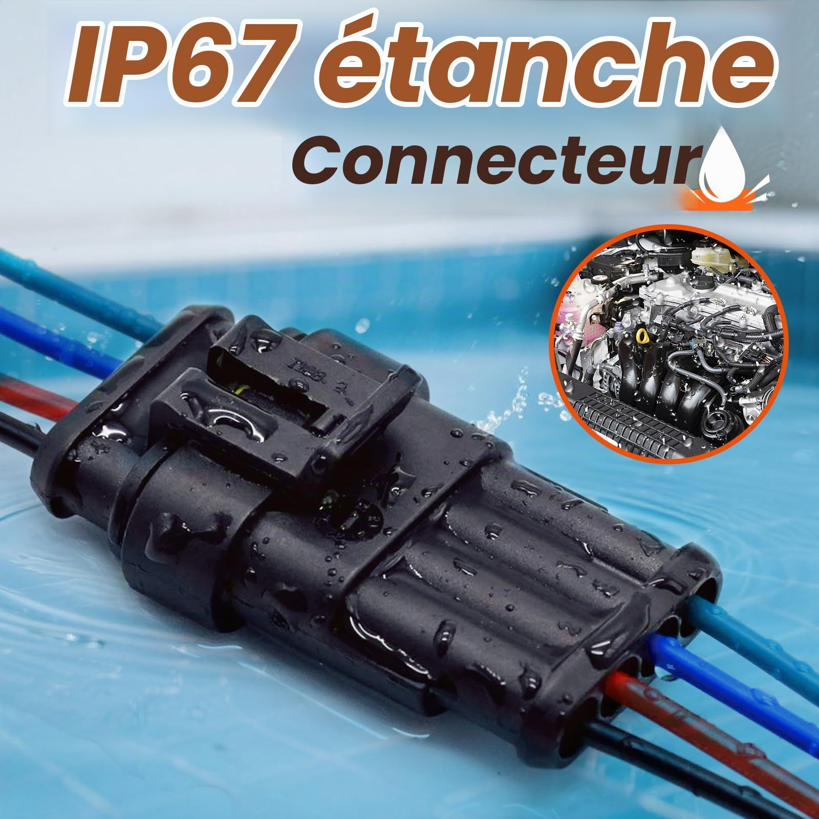 Preciva Pince à Sertir 1-2,5 mm² (AWG 18-14) avec 880 Pièces Connecteur Automobile Kit,de Connecteurs Électriques Étanches IP67, Prises 1/2/3/4/5/6 Broches pour Voiture, Moto, Bateau, Camion,Etc
