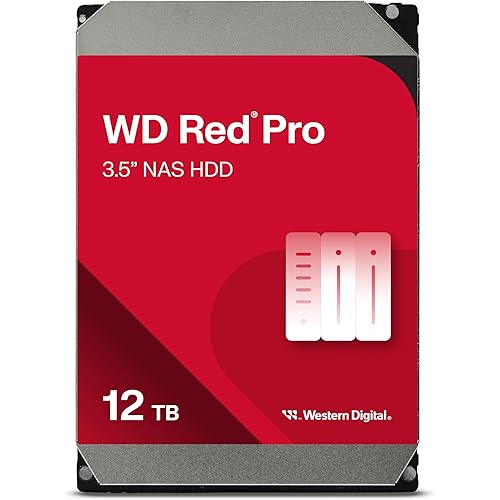 Western Digital 12TB WD Red Pro NAS Internal Hard Drive HDD - 7200 RPM, SATA 6 Gb/s, CMR, 512 MB Cache, 3.5" - WD122KFBX