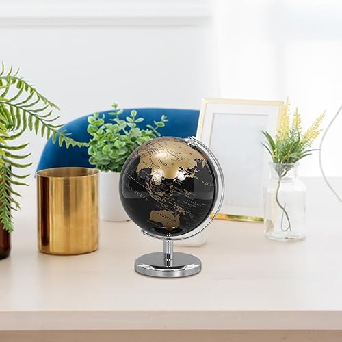 Miniatura 7 de Alasum Globo de escritorio dorado negro con soporte de metal blanco decoración terrestre estable para oficina, hogar, estudio, globo educativo para