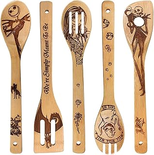 Jack Skellington Wooden Spoons for Cooking Utensils Set - Magic Pattern Burned Spatulas Kitchen Utensil Set for Kitchen Decor,Nightmare Before Christmas GiftS for Fans and Friends - Buy now