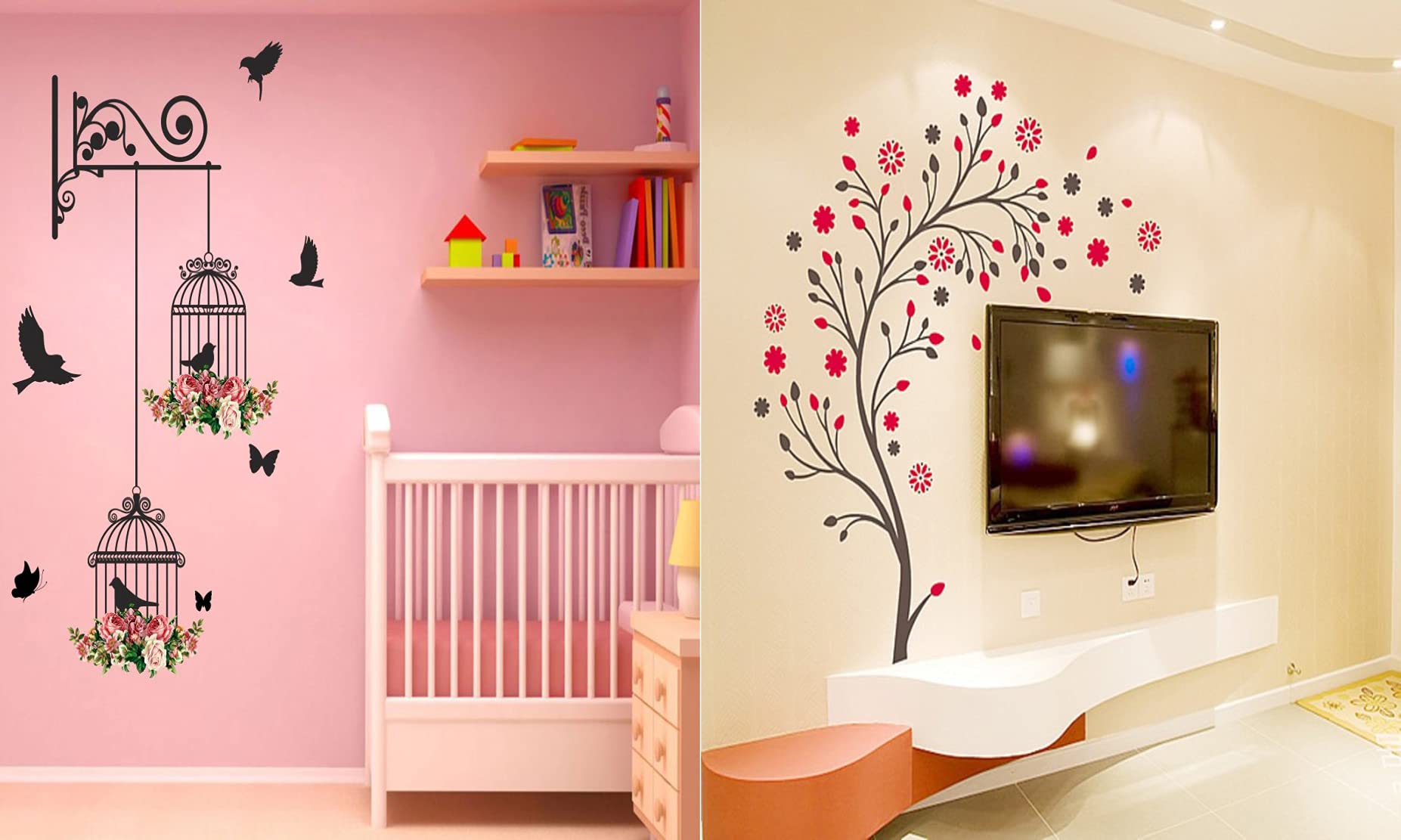 Walltech Set of 2 Wall Sticker Branches and Cages and Magical Tree Wall Sticker
