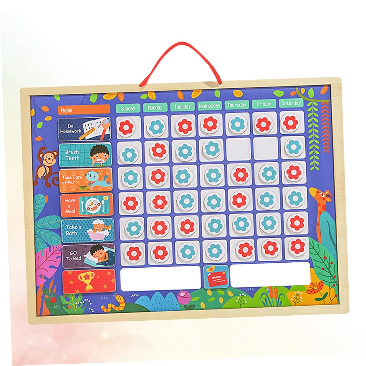 VILLCASE Tabla de Recompensas para Niños, Tablero Reutilizable de Madera