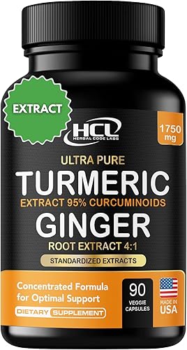 Curcumina de cúrcuma con jengibre, fórmula de alta potencia de 1750 mg con 95% de curcuminoides estandarizados y extracto de jengibre, pimienta
