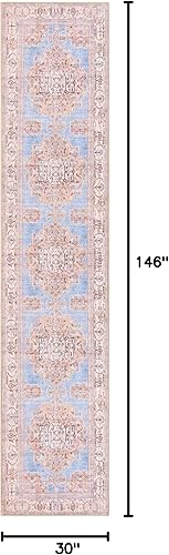 Miniatura 10 de Unique Loom Revival Collection - Alfombra redonda tradicional con borde de medallón azul claro y beige (3 pies 6 pulgadas x 3 pies 6 pulgadas)