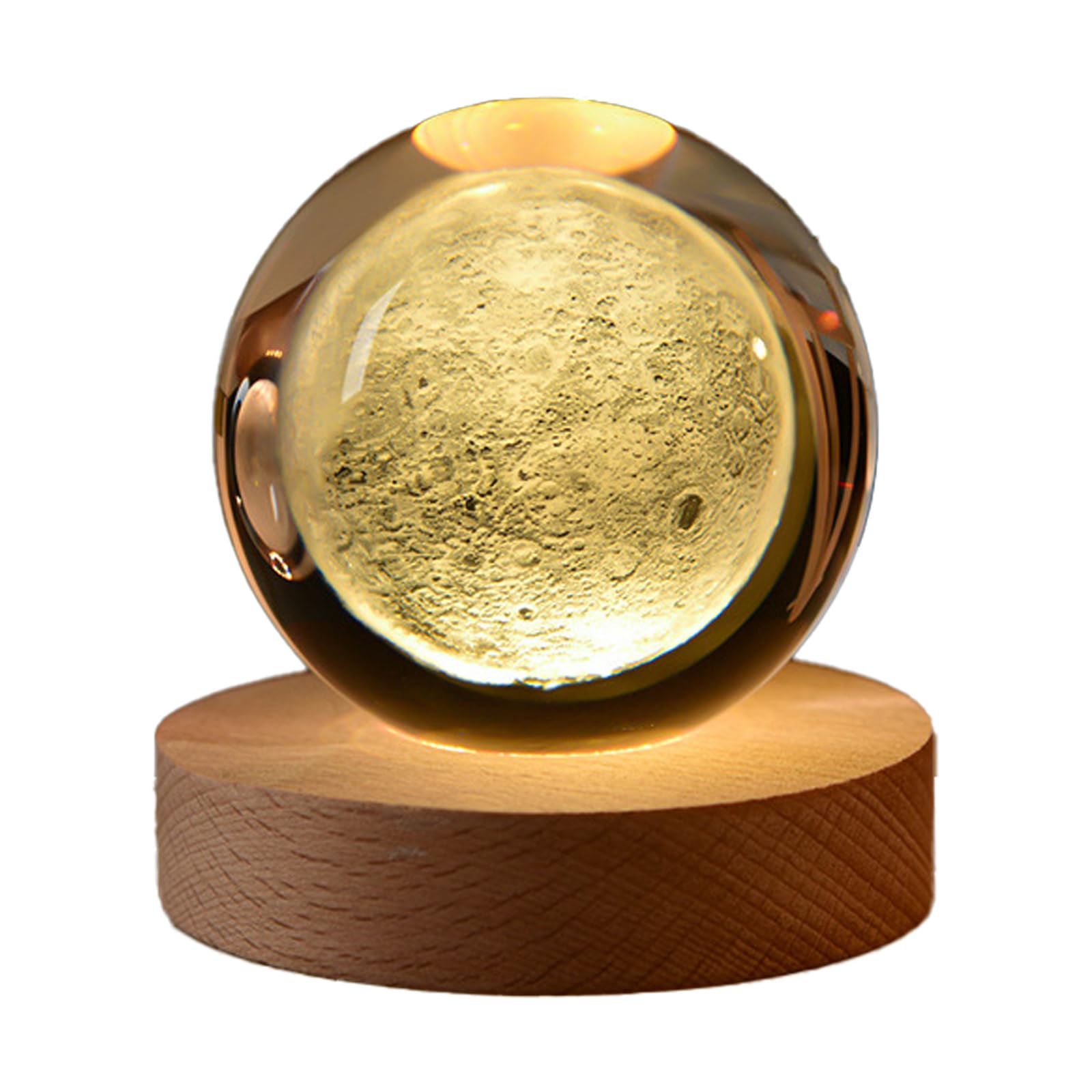 Happyhaves Calming Stellar Spheres The Galaxy,Saturn and The Moon, 3D Solar System Crystal Ball Night Light,LED Crystal Space Lamp for Bedroom Living Room Decor (D)