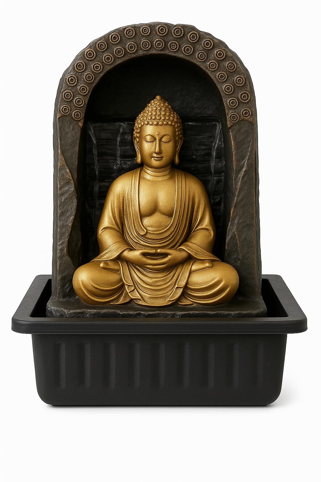 Jrose Collections Multicolor Indoor Buddha Water Fountain – 40Cm Tabletop Meditation Feature With Plug | Serene Zen Decor For Home, Office, Yoga, Spa | Flowing Water & Golden Buddha Statue | Feng Shui Ornament Jr5199