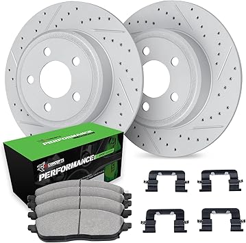 R1 Concepts Rear Brake Kit Fits 1991-1995 Acura Legend; 1996-1998 Acura RL; 1995-1998 Honda Odyssey; 1996-1999 Isuzu Oasis| Performance Sport Pads, Drilled Slotted Rotors| Hardware| 11.1" Rear