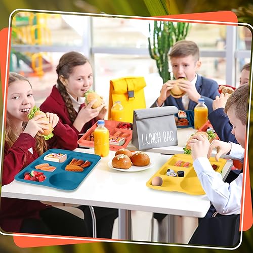 Miniatura 5 de Pinkunn Juego de 8 platos divididos de paja de trigo grandes de 14 pulgadas, platos divididos irrompibles, para microondas, lavavajillas, bandeja de