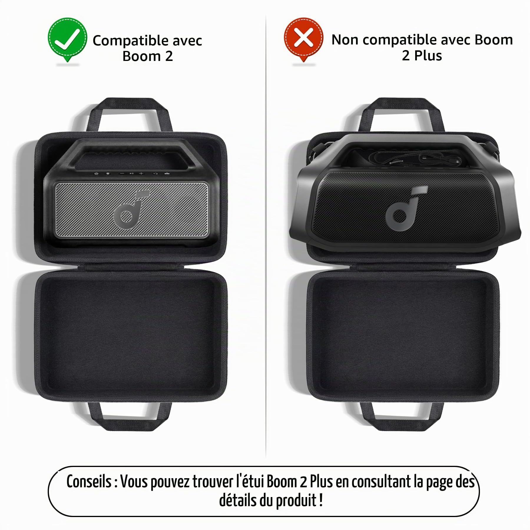 co2CREA Dur Étui de Voyage Rigide Housse Cas pour soundcore Boom 2 Bluetooth Speaker(boîte Seule,Case Only)