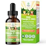 Kids DHA Omega 3 Drops - Fatty Acids Omega 3 6 9 for Brain, Immune Strength & Vision - Nutritional DHA for Kids for Healthy Nervous System & Focus Support - Liquid Supplement with EPA & ALA - 2 Fl Oz