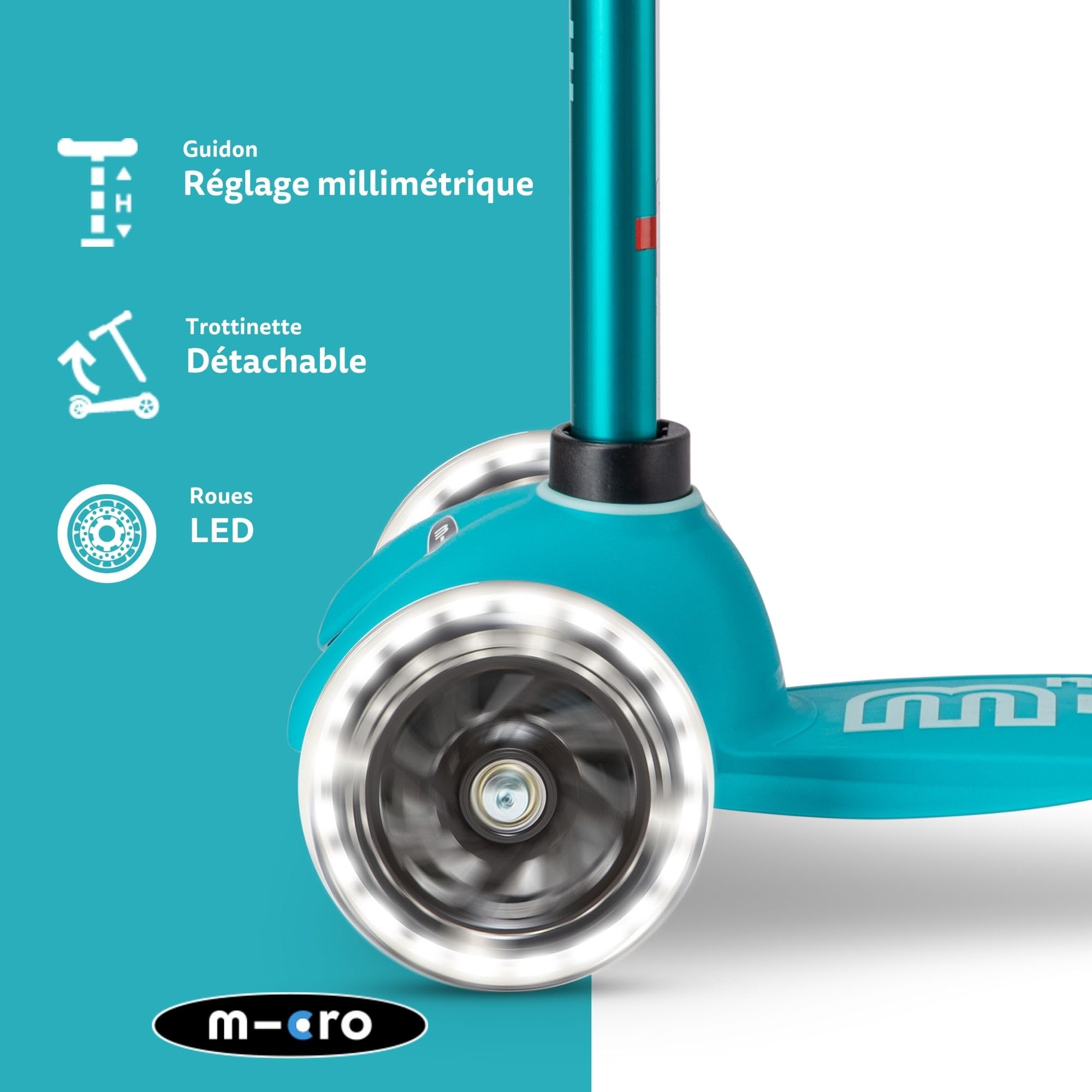 Micro | Mini Deluxe LED | Trottinette Enfant | 3 Roues | LED | L'équilibre et Motricité | 2-5 Ans