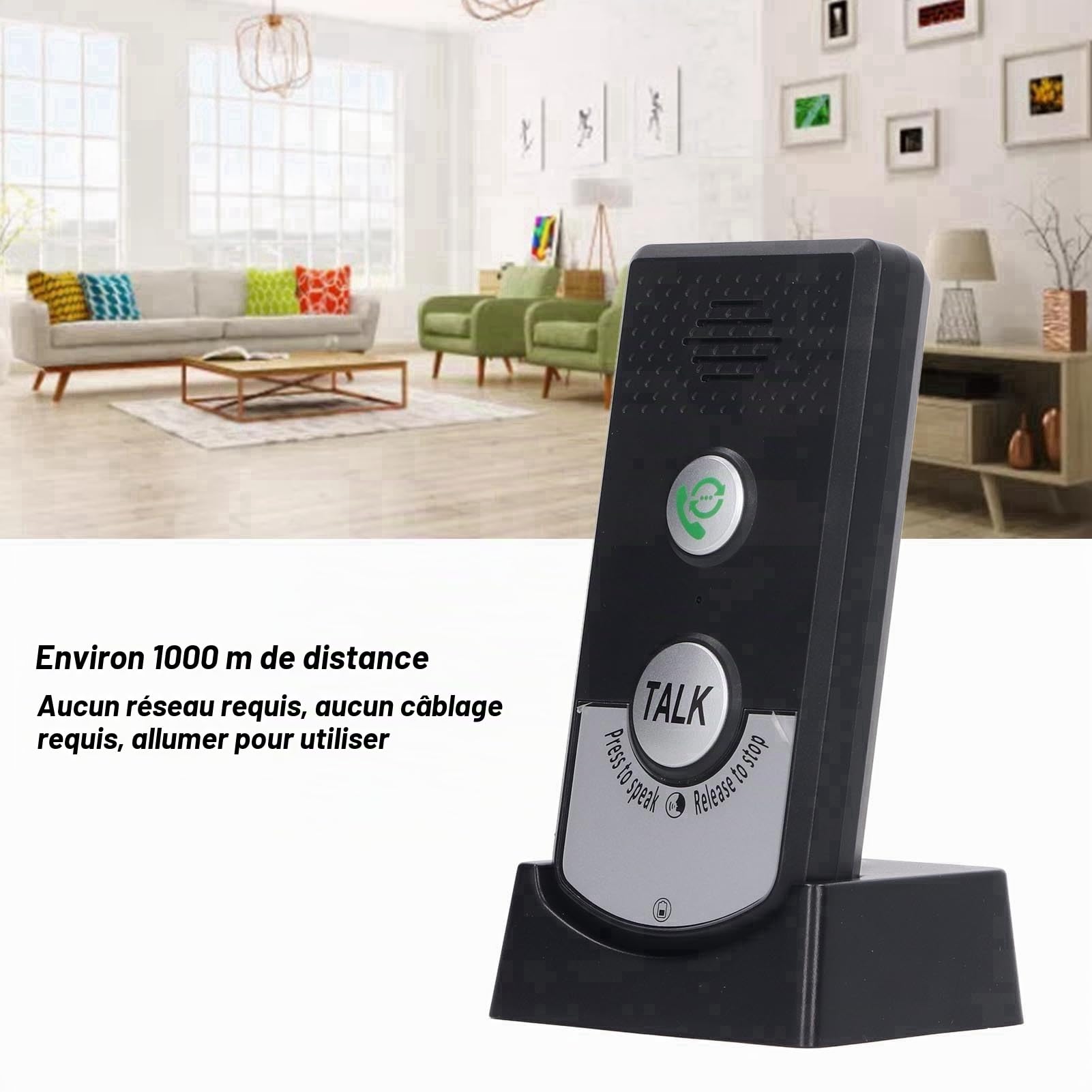 Interphone bidirectionnel sans fil longue portée et résistant à la pluie - Lot de 2 avec batterie rechargeable pour la maison et le bureau