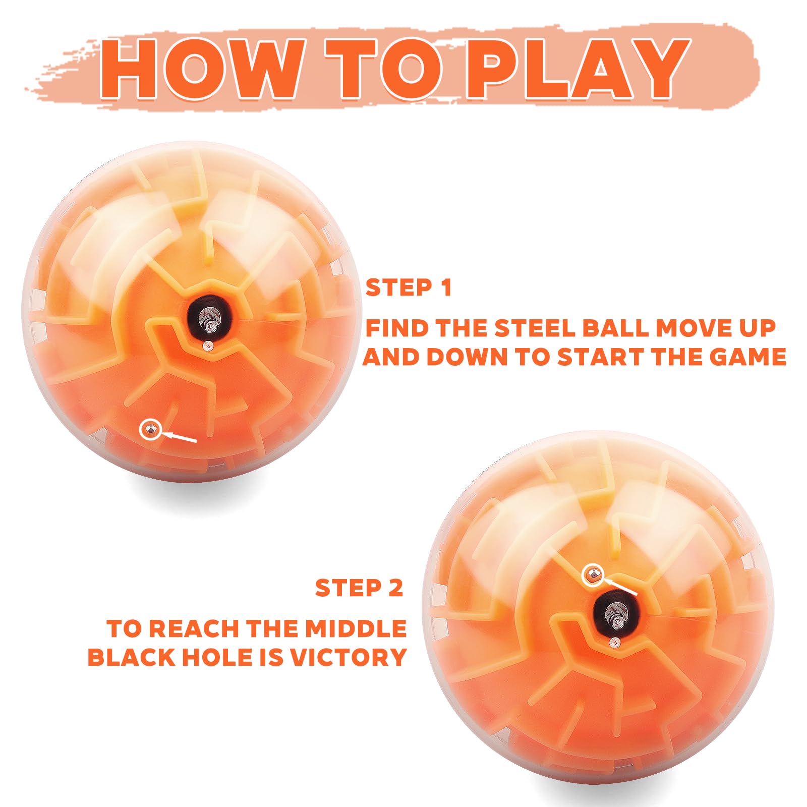 3D Puzzle Maze Ball Brain Teaser Toy, Logic Memory Game Sphere for Kids & Adults - Image 4