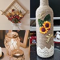 Vista 5 de Cuerda de yute de 0.157 in, cuerda trenzada de yute de 164 pies, cuerda de cuerda gruesa y resistente para obras de arte de bricolaje, agrupación