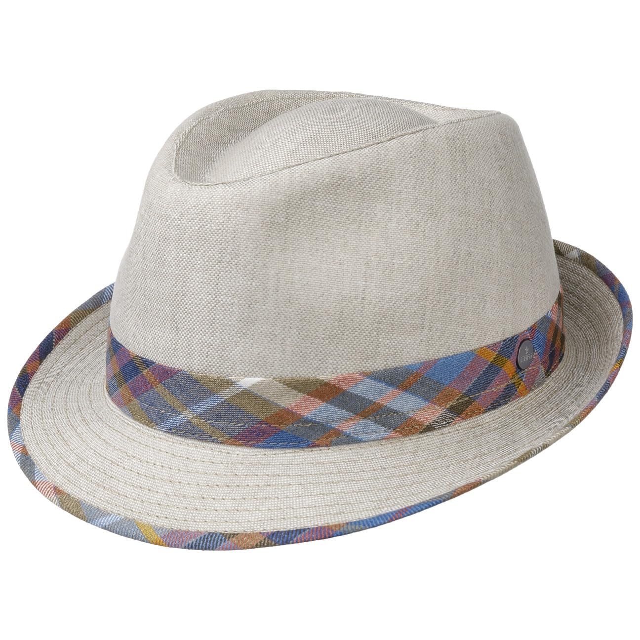 LIERYS Carsten Cappello Trilby Fedora Lino a Quadri Fascia Tessuto Made in Italy Unisex Primavera Estate