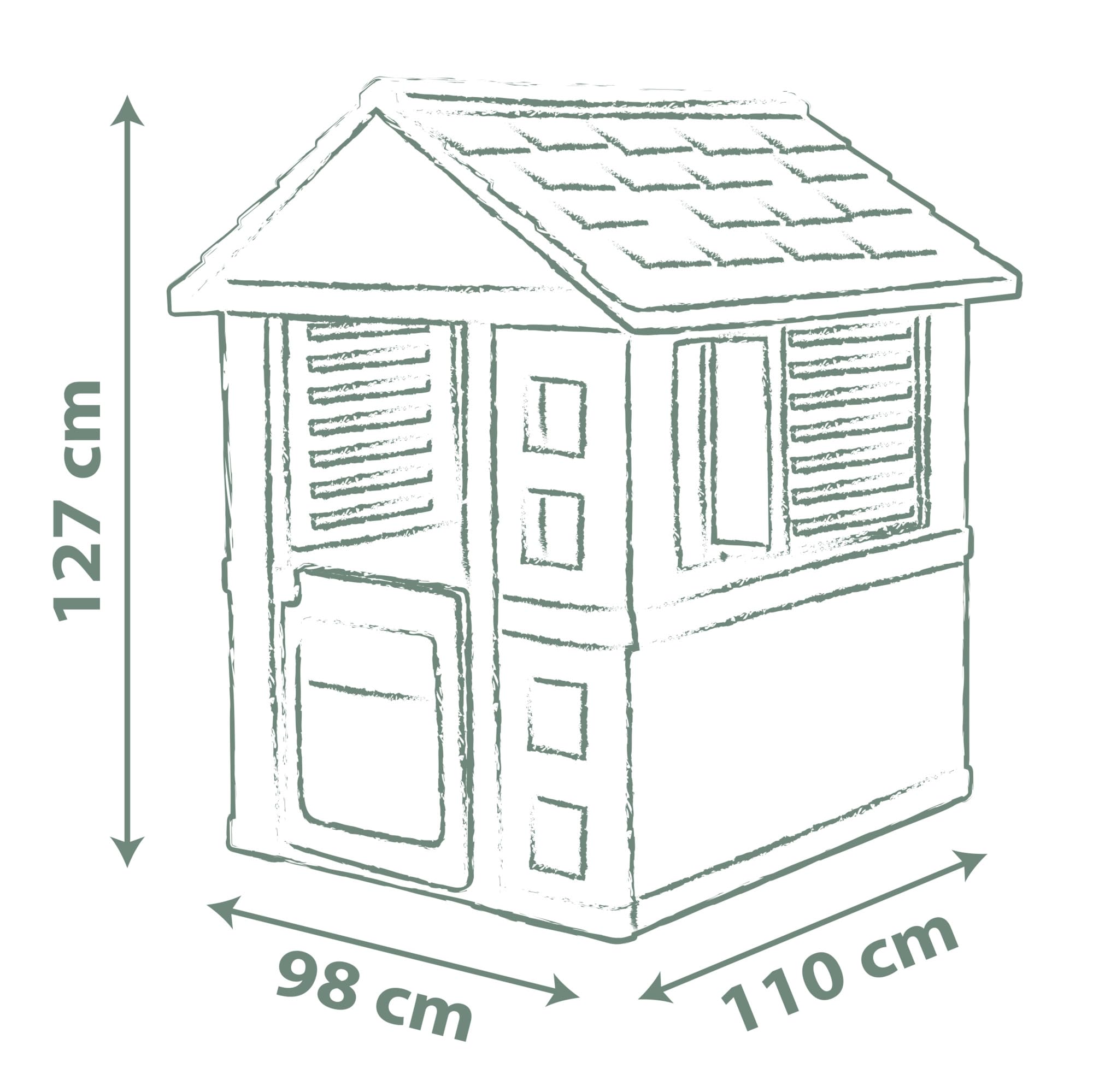 Smoby Life - Jolie Spielhaus (98x110x127 cm) mit Mind. 50% Recycling-Anteil - wetterfestes Gartenhaus für Kinder mit Fenstern - Outdoor-Kinderhaus für Garten oder Terrasse - ab 2 Jahre