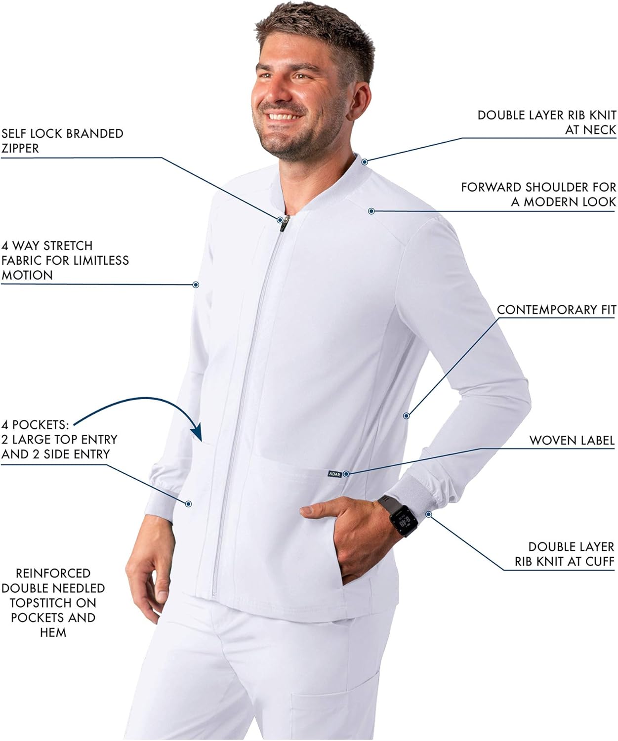 Black Friday - 60% OFF Adar Addition Scrubs for Men - Zippered Bomber Scrub Jacket Get Discount Offer Adar Addition Scrubs for Men - Zippered Bomber Scrub Jacket