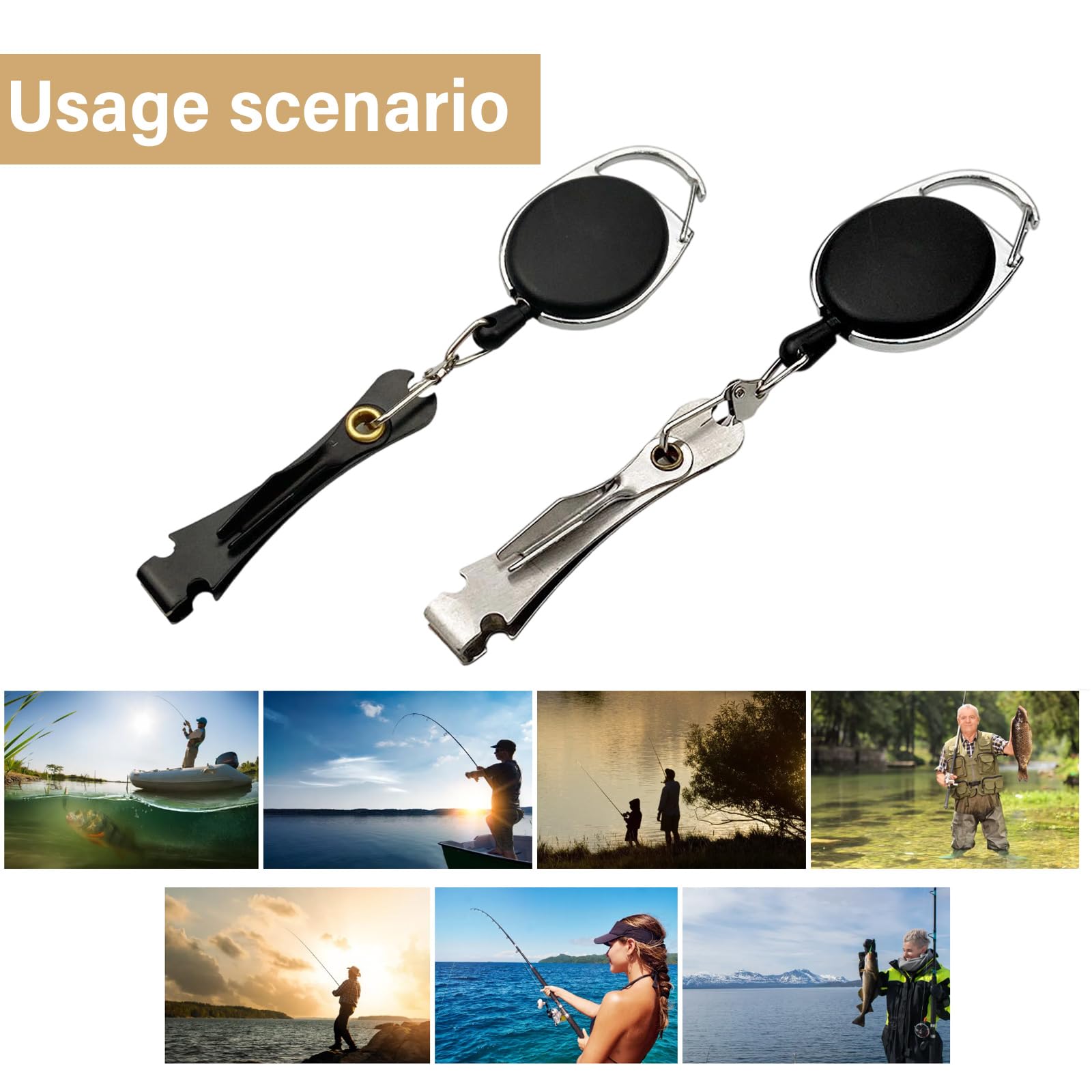 Cortaúñas multifunción de acero inoxidable para pesca con mosca, cortador de nudos y línea