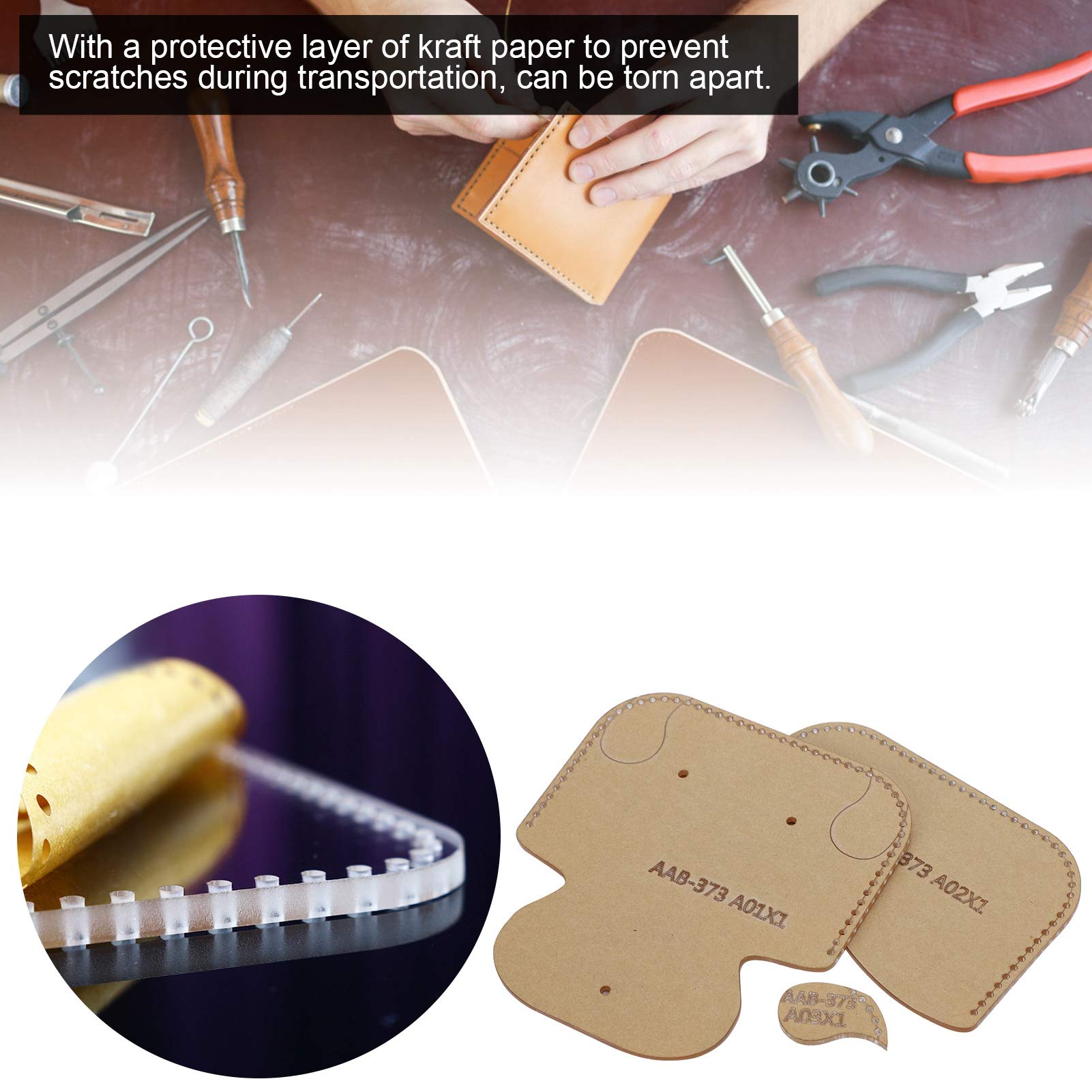 Fydun 3 Pezzi Portamonete Modello creazione Modello Acrilico Portafoglio in Pelle Modello Set creazione Kit Stencil per Strumento Artigianale in Pelle Fai da Te