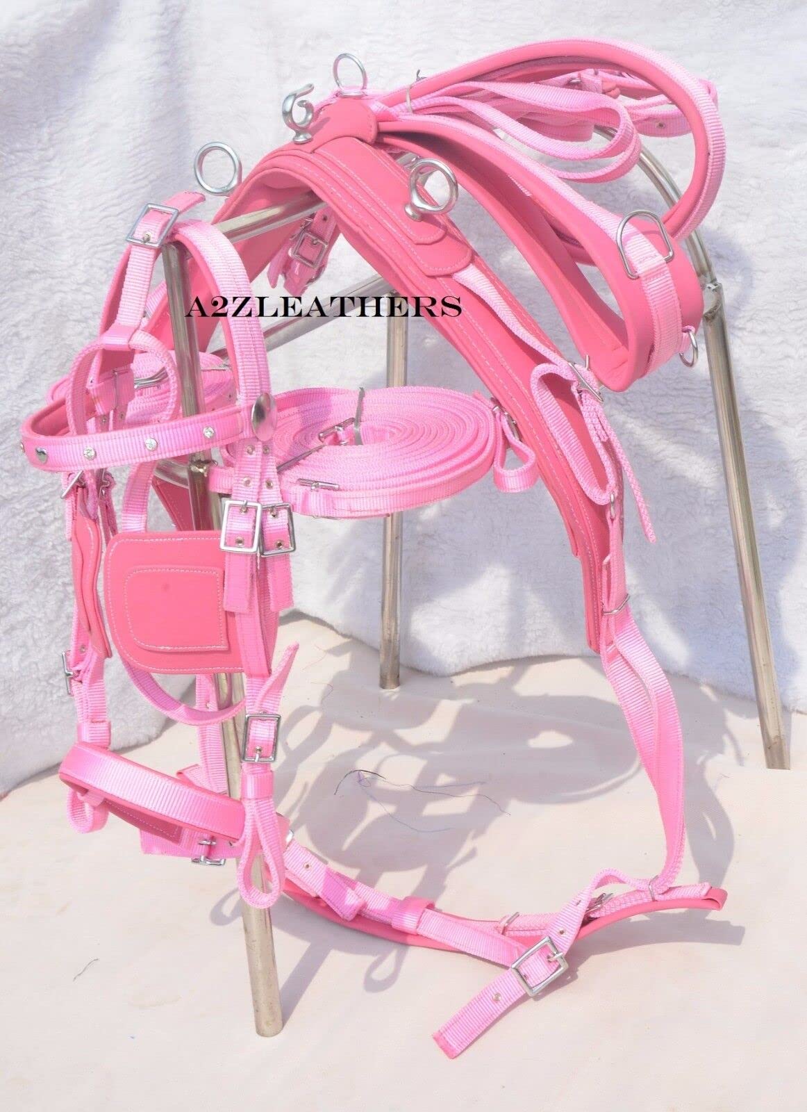 Nylon-Pferdegeschirr mit Zaumzeug rosa Diamant COB