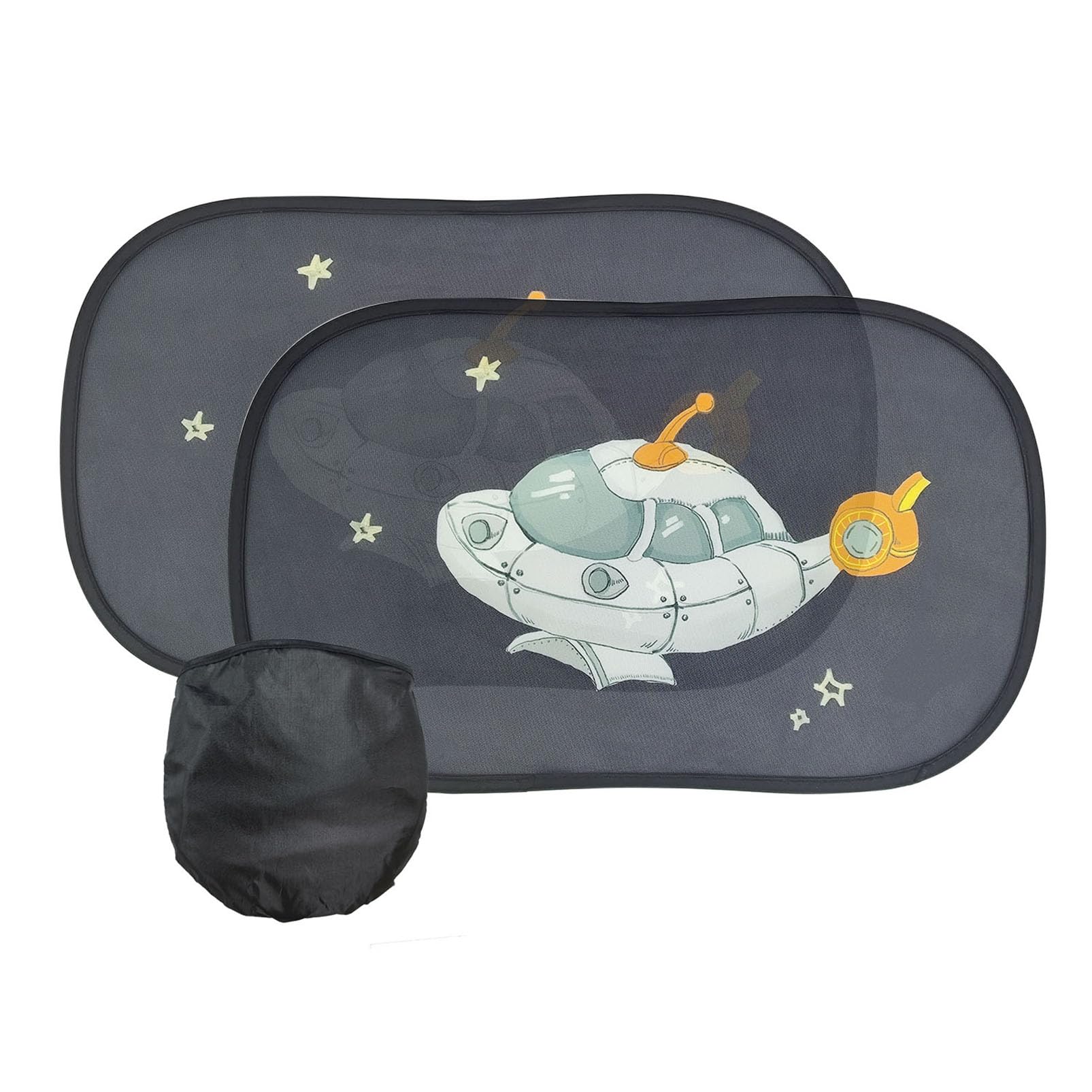 KAYRUK Coche Parasol Bebé con Ventosa, Parasol Ventana Coche para Niños, Ventana Lateral Parasol Película (510mm*310mm, Nave Espacial)