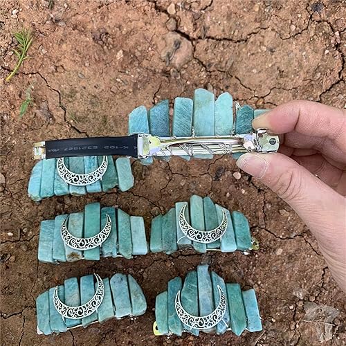 Miniatura 5 de Pinza para el cabello con pasador de sirena de amazonita celta bohemia de cristal para el cabello largo, accesorios para el cabello irlandés, regalo