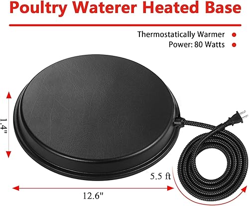 Miniatura 7 de Calentador de agua de pollo base calentada para bebedor de aves de corral calentador de agua de pollo de 80 vatios para base calentada de