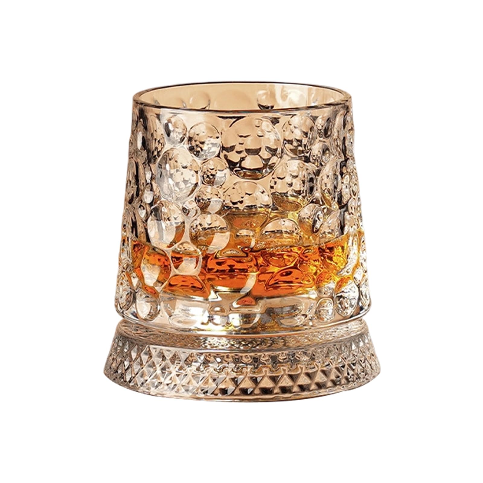 LUCKGONI 360 Degree Rotating Crystal Whiskeys Glass with Base Elegant Beverage Drinking Cup Home Drinkware