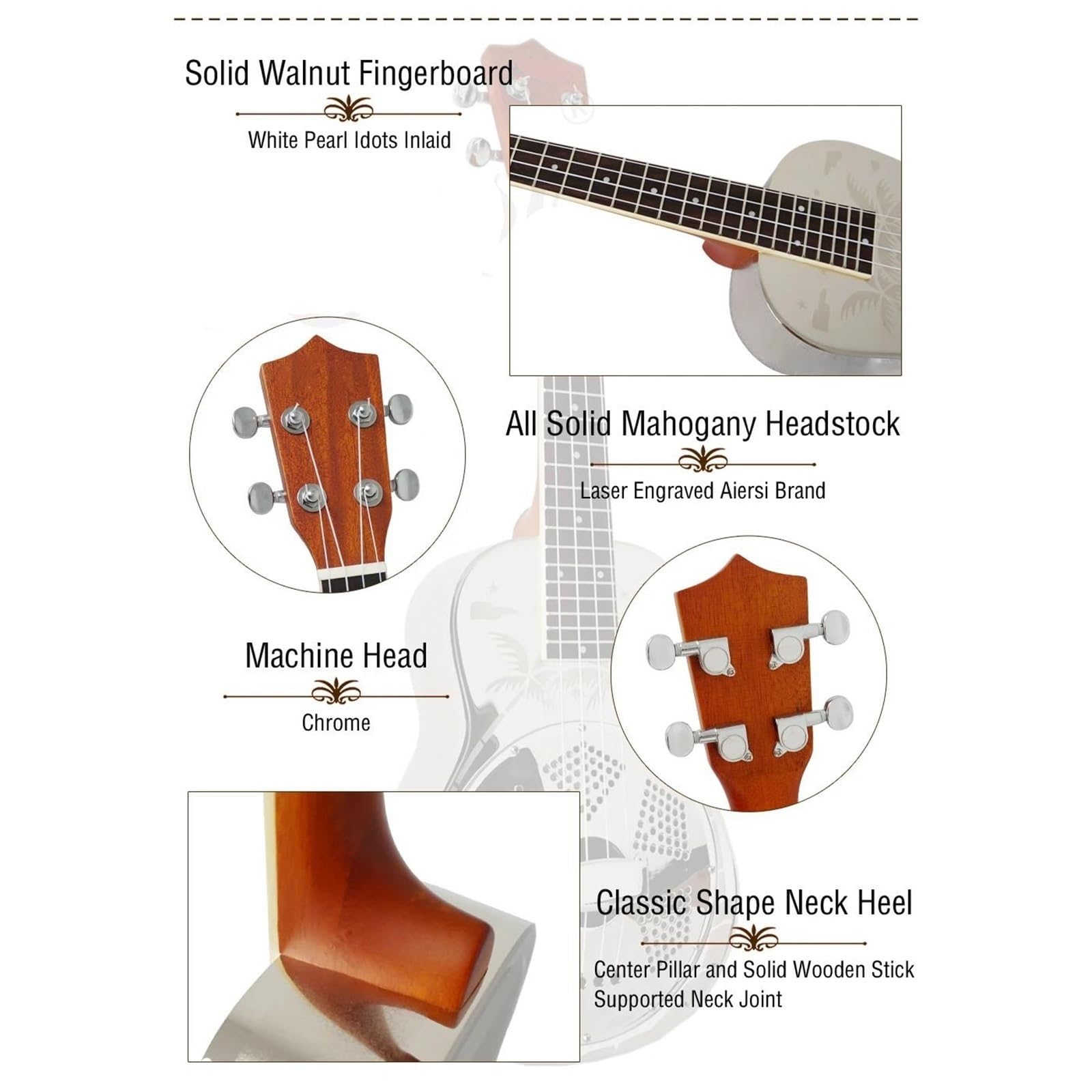 Ukulele professionale Chitarra Da Viaggio Ukulele Con Borsa Ukulele Da Concerto Con Albero Hawaii Sabbiato