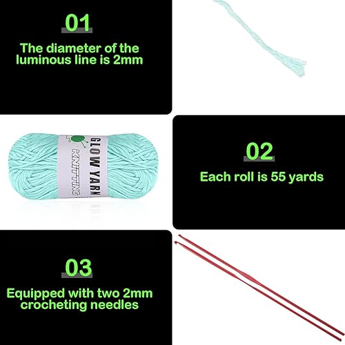 Miniatura 2 de 5 rollos de hilo que brilla en la oscuridad suministros de costura que brillan en la oscuridad suministros de fiesta que brillan en la oscuridad 2