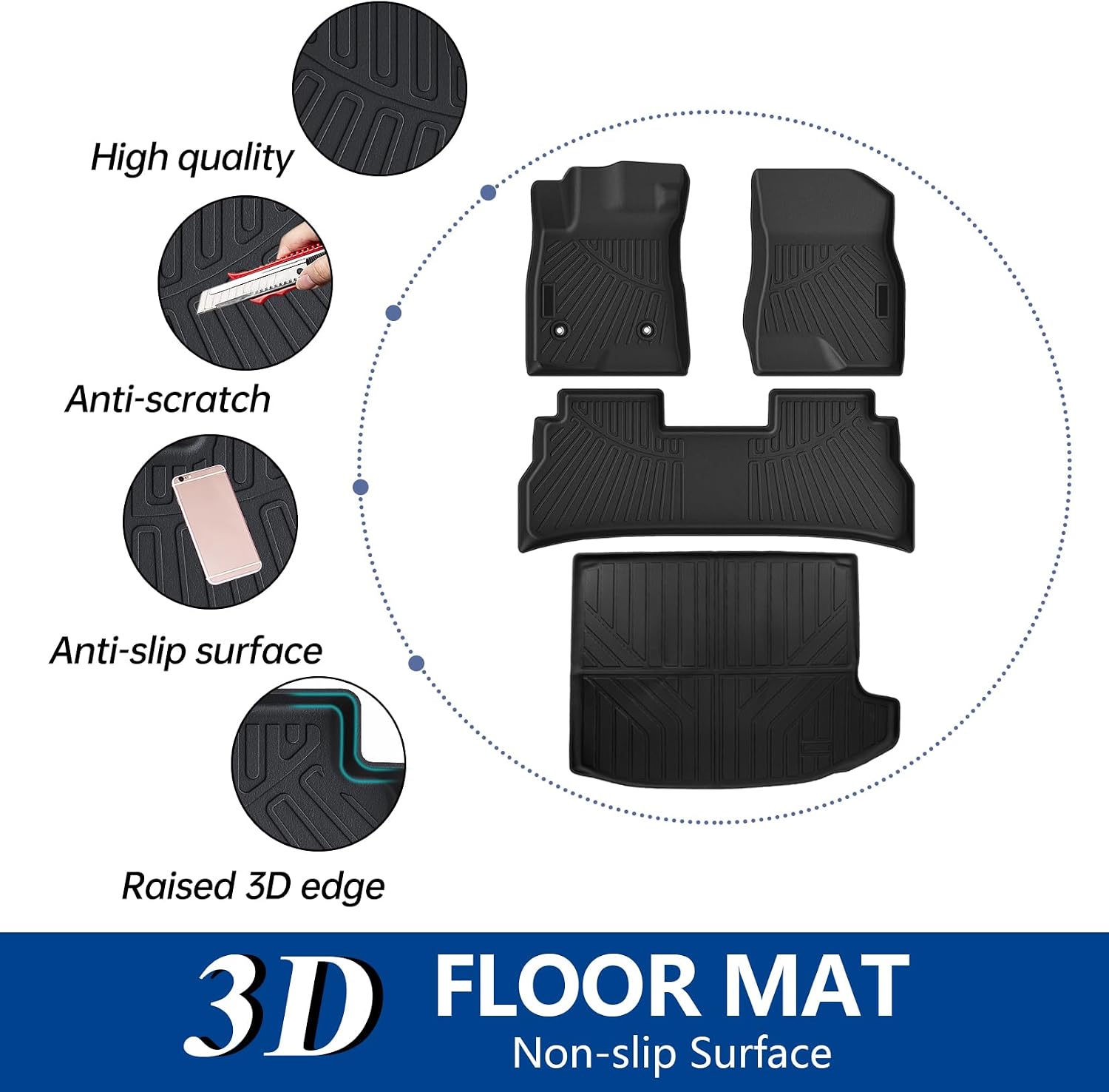 PSLER for Trax 2024 2025 Floor Mats Cargo Liner TPE Custom Floor Mats for C-hevrolet/Chevy Trax 2024 2025 All Weather Floor Mats 3D Car Mats Floor Liners Waterproof Snowproof for Trax Car Accessories