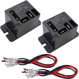 Tnisesm 2PCS Sealed Power Relay SPST AC120V Coil, 40 Amp 120 VAC with Flange Mounting and 8 Quick Connect Terminals Wires High Power Relay HF105F-4-AC120V-8X