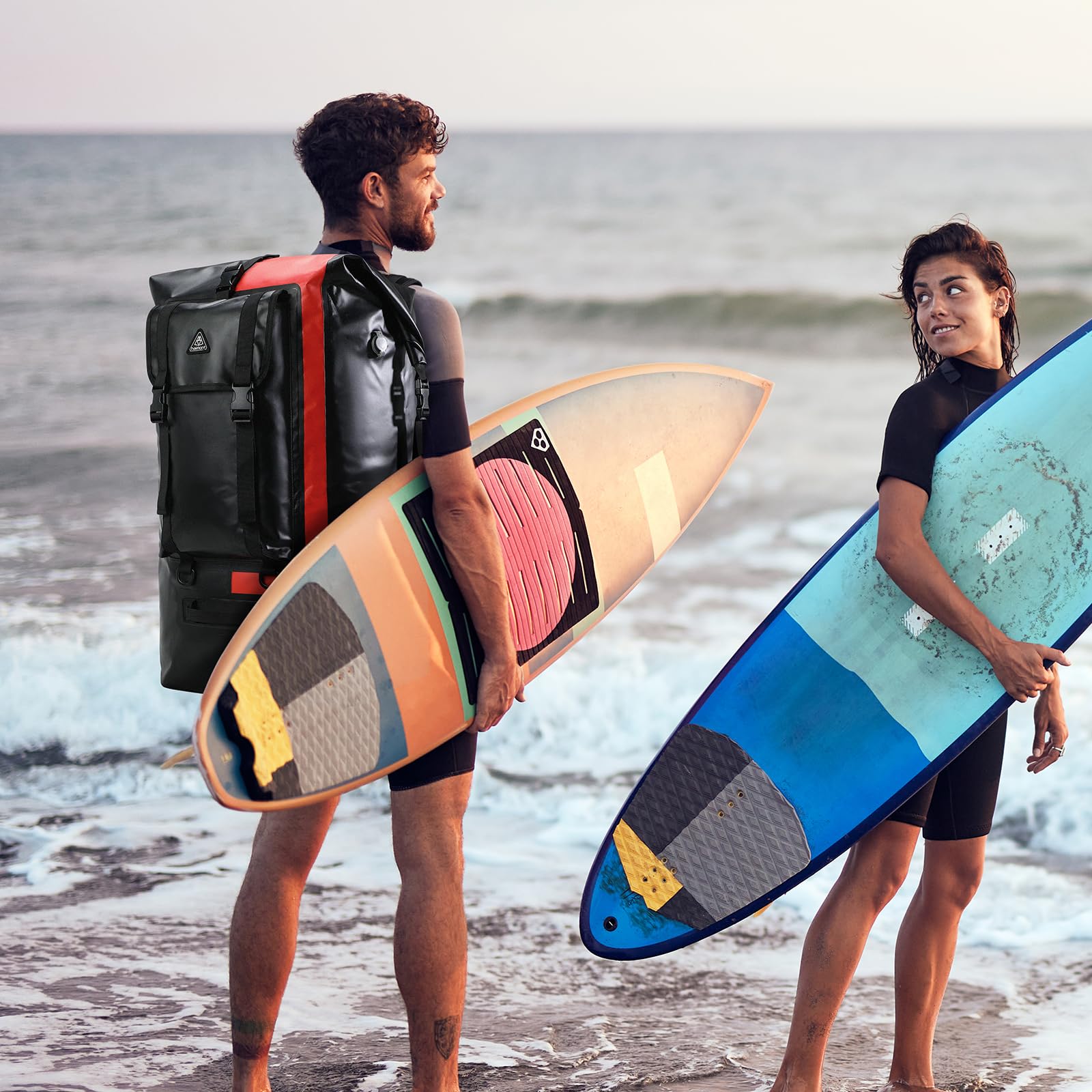 Haimont Grand sac à dos étanche avec dessus enroulable IPX7 pour voyage, camping, randonnée, bateau, moto, kayak, 60 L/100 L