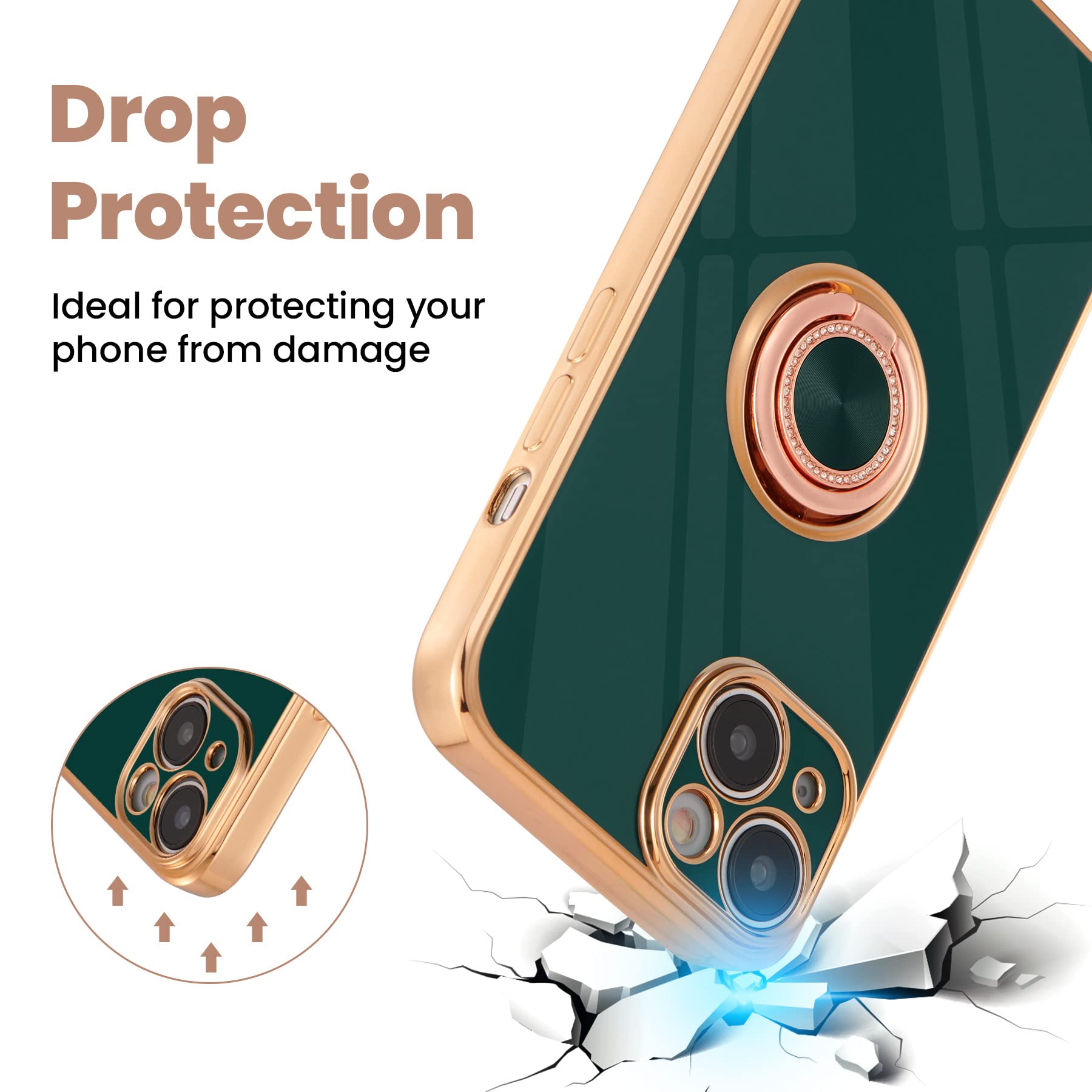 ZCDAYE Carcasa para iPhone 13 Pro con anillo giratorio de