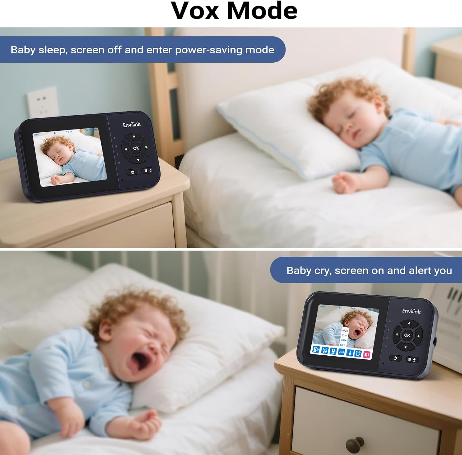 Video Baby Monitor with 2 Cameras, App Connectivity, 1200ft Range, Vox Mode, 2-Way Talk, Night Vision, Temperature Detection, Lullabies, Sound Detection, 2.8" IPS Screen
