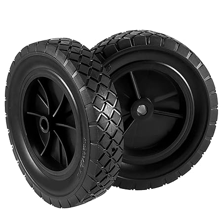 HOIGON 2 PCS 8 x 1.75 Inch Solid Rubber Hand Truck Wheel, Universal Replacement Tires Wheels for 1/2 Inch Axle, Lawn Mower Wheels for Garden Recliner, Dolly, Compressor, 110 LBS Load Capacity