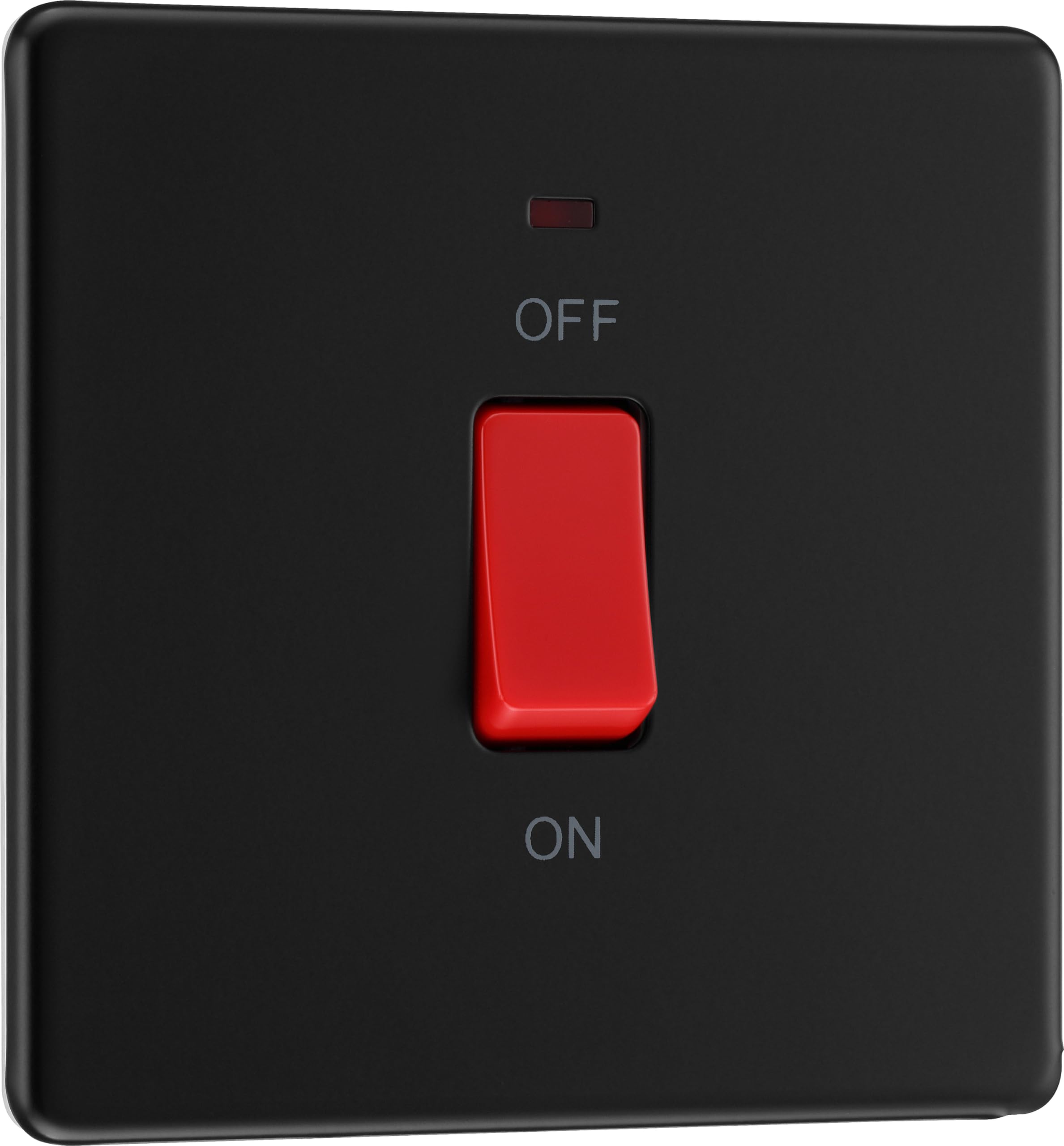 British General Black Bg Electrical Cooker Control Switch Unit With Led Power Indicator, Single Plate, Double Pole, Flatplate Screwless, Matt 45A, Ffb74