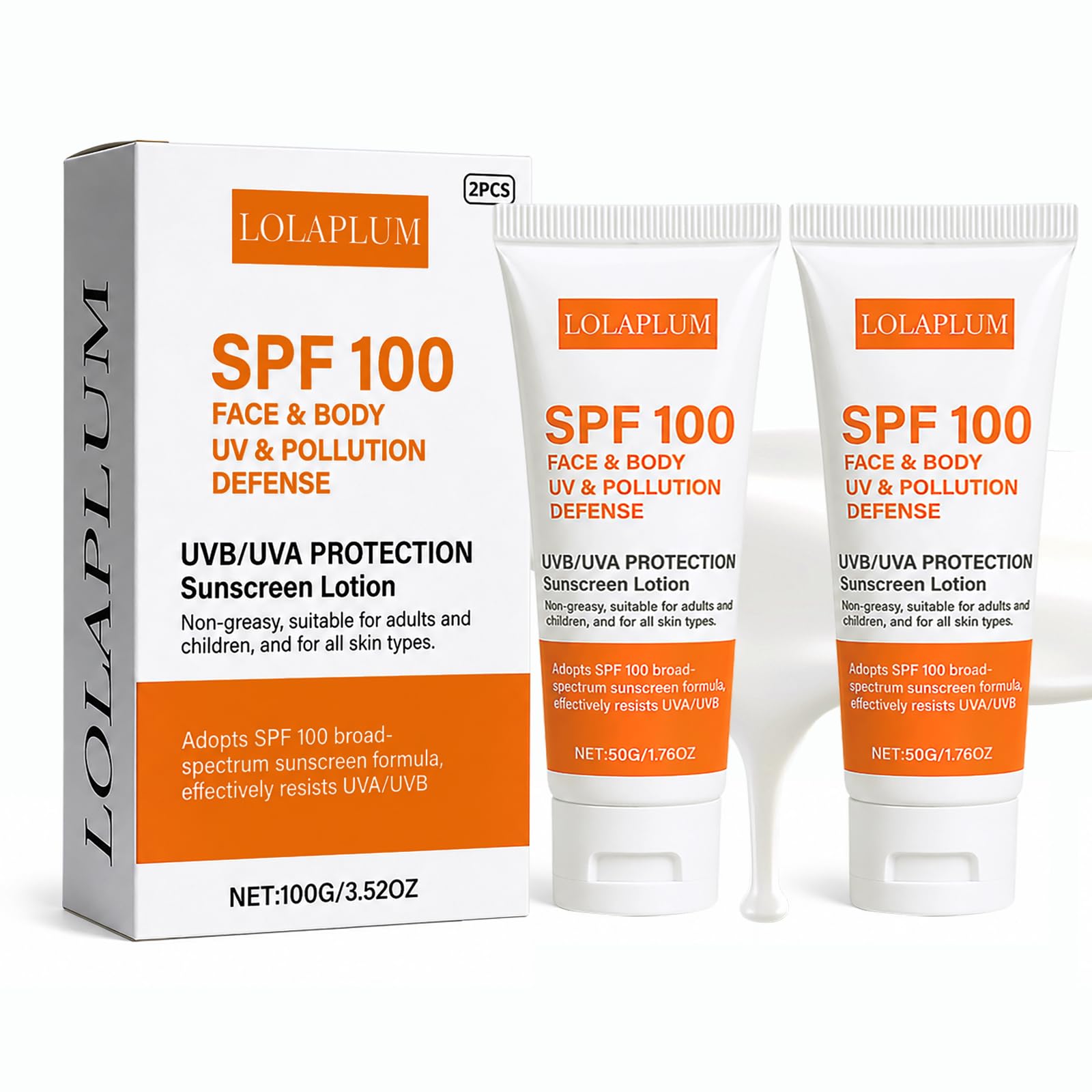 SPF 100 Face & Body Sunscreen, Broad Spectrum Protection with Antioxidants, Oil-...
