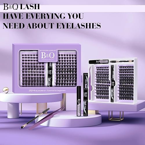 Miniatura 8 de B&Qaugen Lash Extension Kit 192 PCS Eyelash Extension Kit D Curl Lash Clusters Kit Wispy Individual Lash Kit DIY Lash Extension Kit with Lash Glue