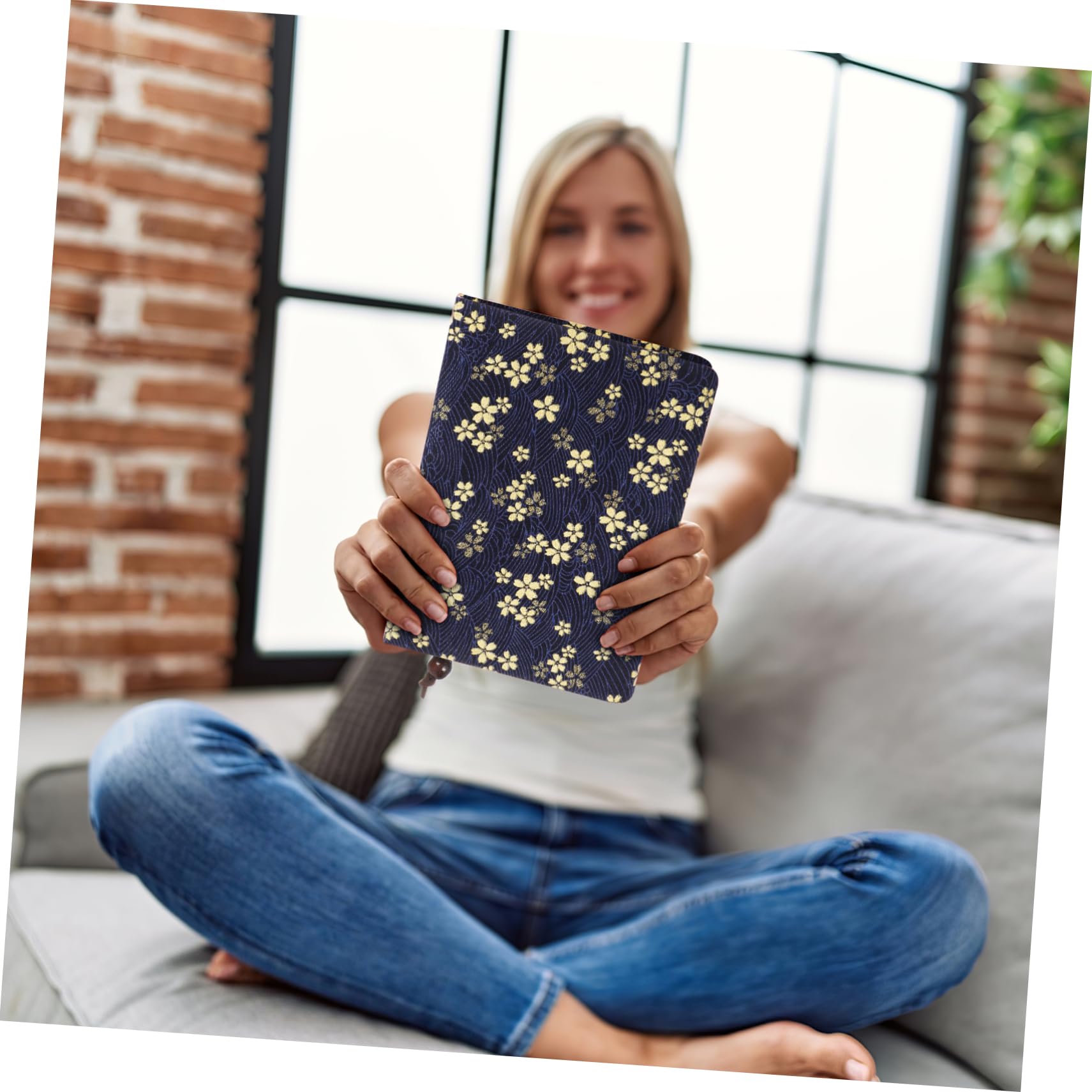 Copertina per Libri A5 in Stoffa Blu, Copertura Manuale