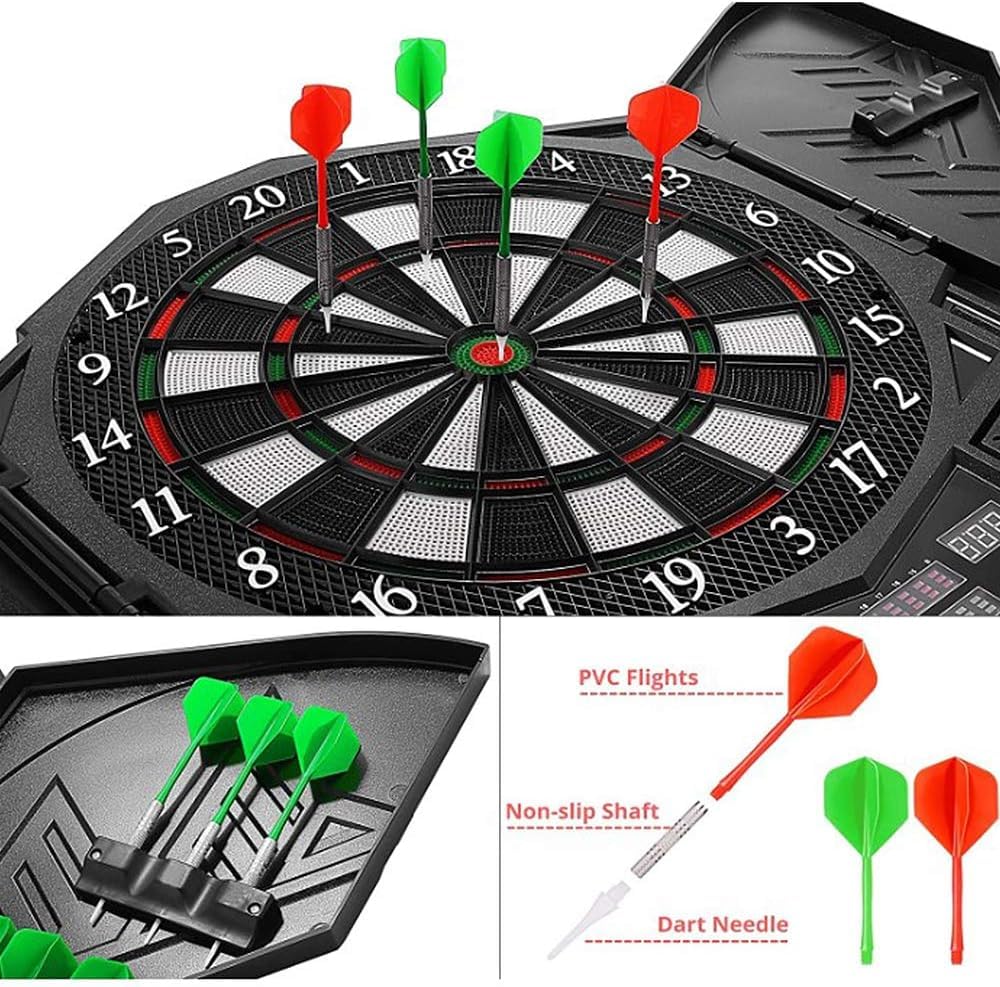 Jeu de Fléchettes Électronique avec Écran LED,12 Fléchettes, 27Jeux et 216 Variantes,pour Jusqu'à 16 Joueurs Cible Electronique
